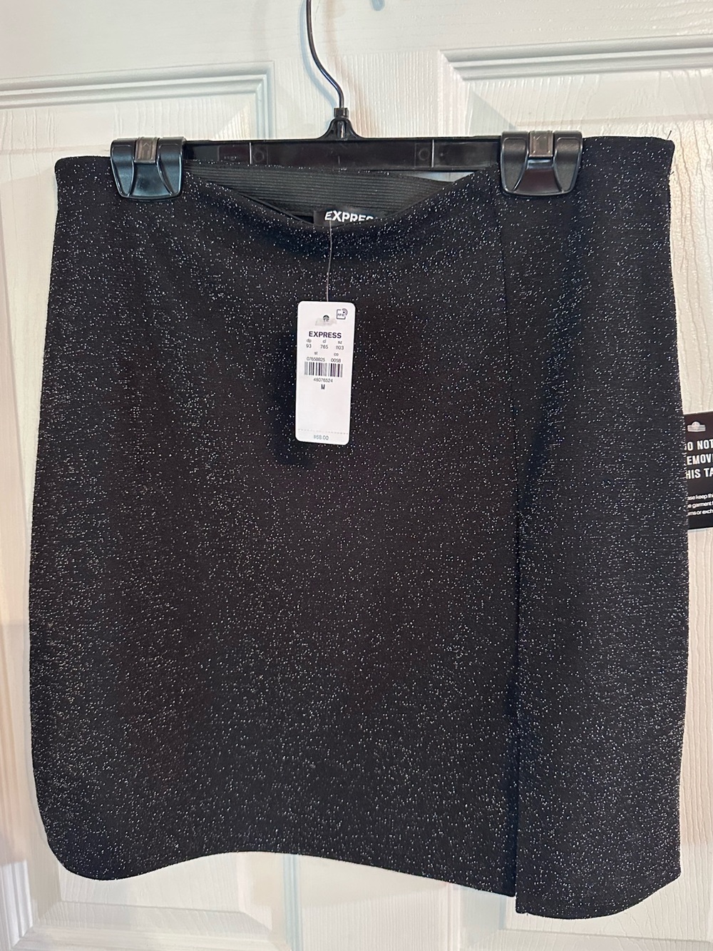Express Black Metallic Sparkle Mini Skirt